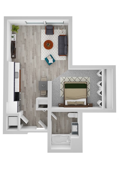 1 Bed E Floor Plan  at Noca Blu, Chicago, IL